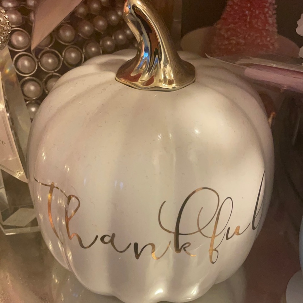 White and gold ceramic pumpkin